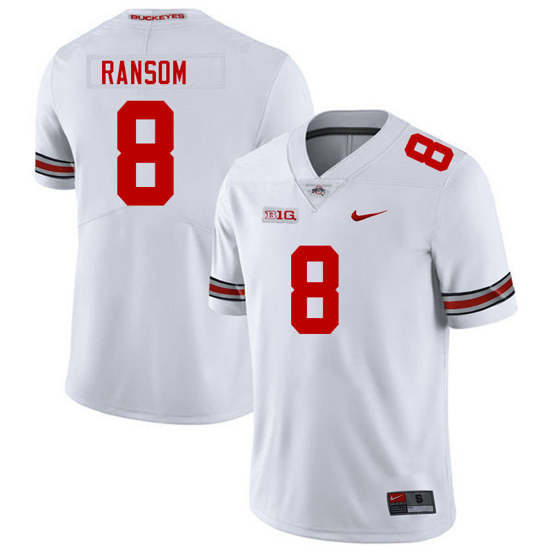 Ohio State Buckeyes #8 Lathan Ransom College Football Jerseys Stitched Sale-White